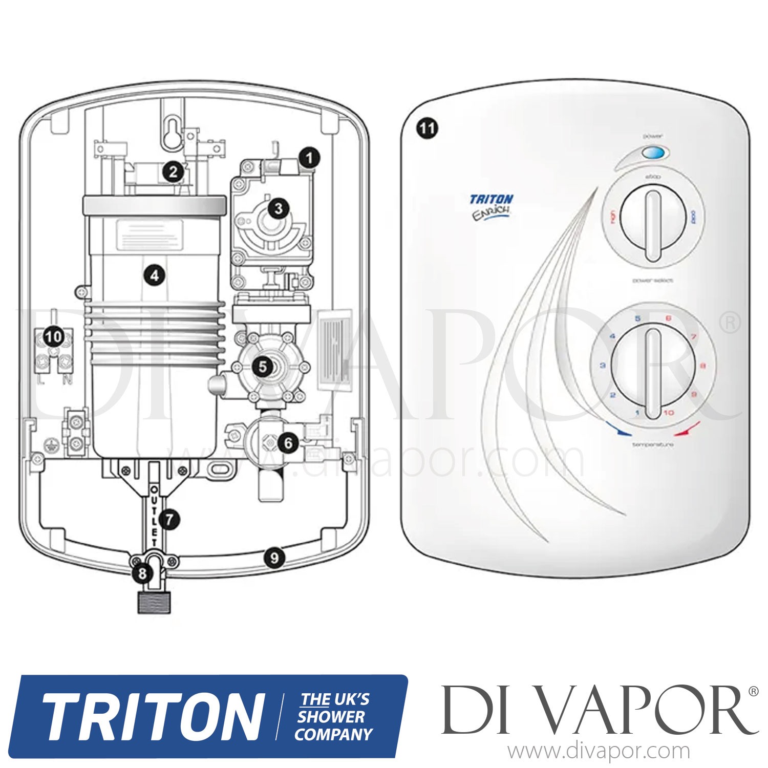 Triton Enrich Electric Shower Black Spare Parts TR DV 138